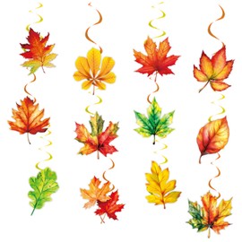 24 Pcs Fall Leaves Hanging Swirls Thanksgiving Maple Leaf Swirls Streamers Thanksgiving Ceiling Hanging Decorations for Autumn Themed Home Decoration Supplies