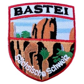 Bastei Patch Saxon Switzerland Rock Formation and Bridge Design Embroidered Iron-On Sew On Badge (3") Travel Europe Souvenir Perfect for Backpacks, Jackets, Hats, Gifts