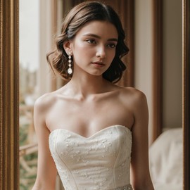 BriLove Wedding Bridal Dangle Earrings for Women Elegant Rhinestone Crystal Teardrop Chandelier Earrings Clear Gold-toned