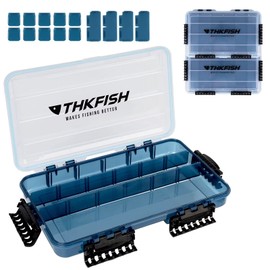 THKFISH Fishing Tackle Box 3700S Tackle Tray Floating Fishing Lure Box Storage Organizer Small Plastic Box with Adjustable Dividers,Sun-Proof 2PC