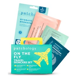 Patchology On The Fly Travel Skincare Kit, Travel-Friendly Hydrating Skin Essentials, Includes 2 Pairs of Eye Patches, 2 Hydrating Face Mask Sheets & 1 Lip Mask, Christmas Gifts & Stocking Stuffers
