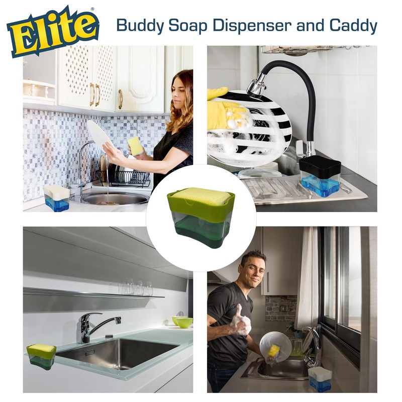 Elite Buddy Dish Soap Dispenser and Sponge Holder for Kitchen