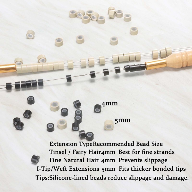 GOTDYA 5mm-300pcs Hair Extension Beads,Silicone Lined Micro Rings,I Tip MicroLink