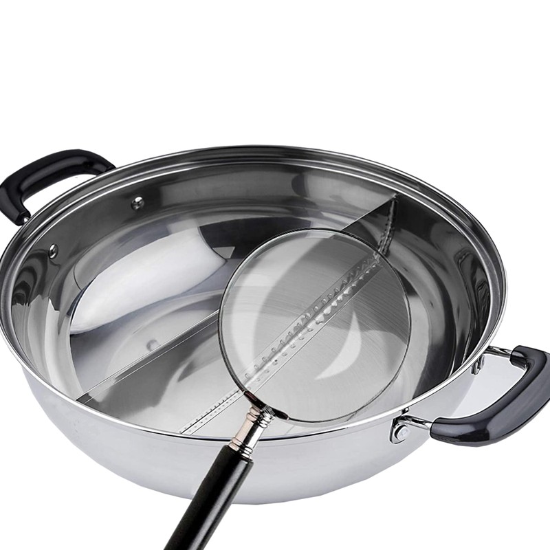 Tayama 11-inch Stainless Steel Dual Shabu Hot Pot with Divider
