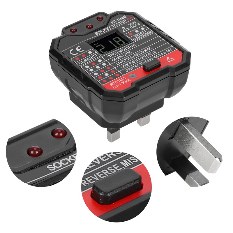 Socket Tester Digital Display Office Leakage Test Portable Plug Detector