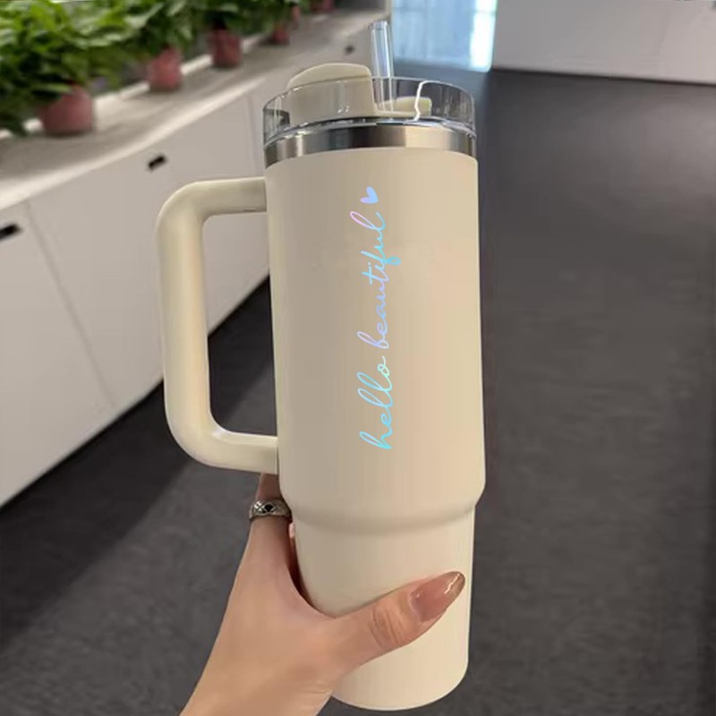 WCDHOR 2 x Hello Beautiful Rearview Mirror Decal Water Bottle