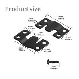 4 Pairs Interlocking Flush Mount Bracket Picture Hanging Hooks Stainless Steel Heavy Duty Photo Frame Hook Large Picture Hanger Buckle Furniture Connector Headboard Wall Mounting Hardware（Black）