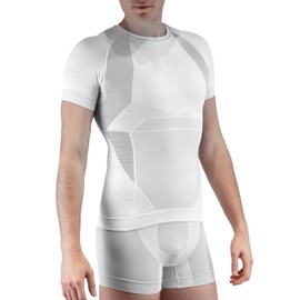 FarmaMed Ecodrytech Maglia Uomo, T-Shirt Uomo, T-Shirt Maniche Corte, Intimo Traspirante, Seamless, Antiodore, Antibatterico, 100% Made in Italy, Colore Silver, Taglia M/L