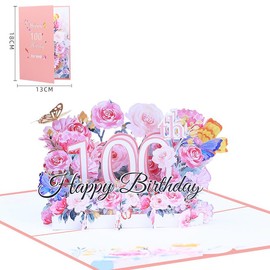 100th Birthday Card, 3D Pop-up Birthday Card, 3D Birthday Card, Includes Envelopes and Message Cards, Happy Birthday Card, Happy Birthday Card, Happy Birthday Card, Celebration Card, Greeting Card,