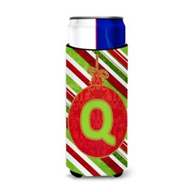 Caroline's Treasures CJ1039-QMUK Christmas Oranment Holiday Monogram Initial Letter Q Michelob Ultra Koozies for Slim cans, Slim Can, Multicolor