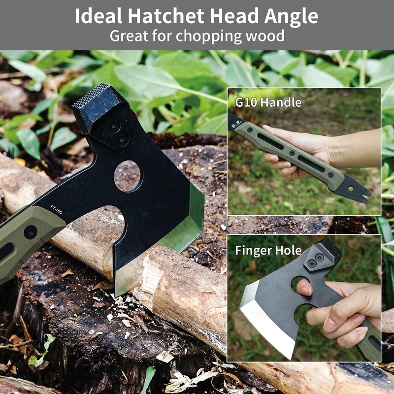 HX Outdoors Multifunctional Splitting Axe, Full Tang Survival Camping Tactical