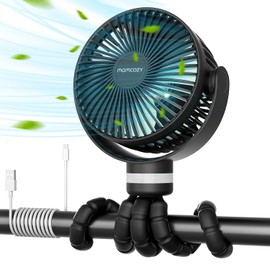 Momcozy 8000mAh Portable Stroller Fan, 27H Ultra-long Life Detachable 4 Speed 360°Rotate LED Night Light with 2 Modes, USB Rechargeable Handheld Cooling Fan for Travel/Bedroom/Car Seat