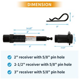 META Hardware Trailer Hitch Locks, 5/8" Dia 4" Long Hitch Lock with Safety Clip Fits Class III IV V 2",2-1/2" & 3" Hitches, Hitch Lock with Anti-Rattle O-Rings for Trailer Truck Car Boat(2 Pack)