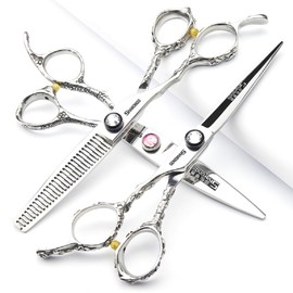 Hairdresser Professional Left-Handed Scissors Set - 6.0 Inch Hair Sparse Scissors - 440C (3pc-B)