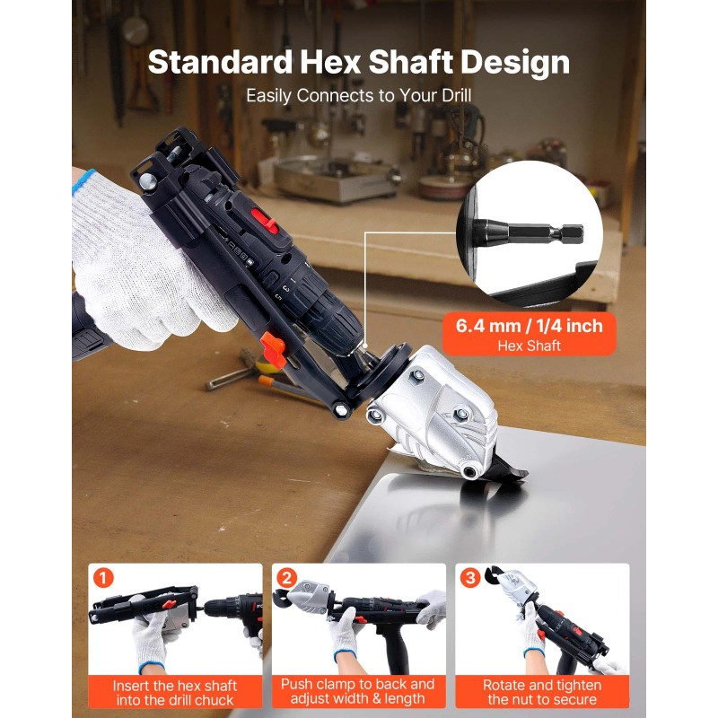 VEVOR Metal Shear Cutter Drill Attachment Sheet for Stainless Steel