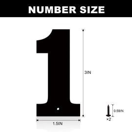 3 Inch Metal House Numbers, House Address Letters and Numbers for Outside Signs, Metal Letters Door Numbers Signage Street Address Plaque for Garden Door Mailbox Decor (Number 1)