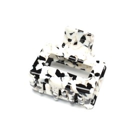 QinGoo Small Black White Cellulose Acetate Hair Clip Beautiful Women's Hair Clip Headdress Elegant Hair Accessory 1 Piece (5.2 cm x 4.8 cm, Black White)