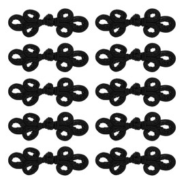 QUARKZMAN 10 Pairs Chinese Knot Frog Buttons Fastener Black Sewing Buttons Fasteners for DIY Sewing Coats Cape Sweater Bridal Costume Outfit