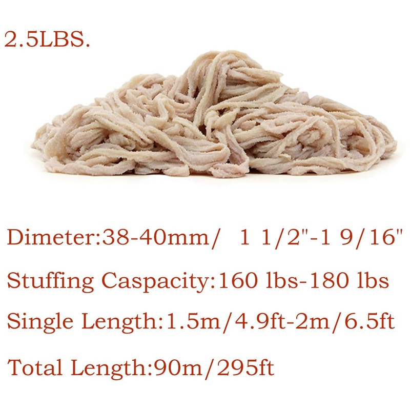 Natural Hog Casings for Sausage Making, 2.5-Pound - 100% collagen