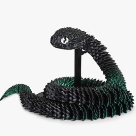 Nemoro 3D Printed Articulated Snake – 29.5'' Crystal-Like Movable Snake– Realistic Slithering Design, Collectible Articulated Model (Black Green)