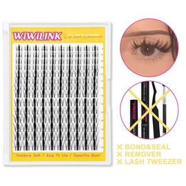 WiWiLink Sunset Wanna Be Freya Manga Lashes Cluster C D Curl DIY Lash Extension Kit and Lash Clusters 8-18mm with Bond Seal and Remover - Ultra-Thin Transparent Bands, Lash Magic Anime False Lash Extension Kit:_Wanna Be Single Pack