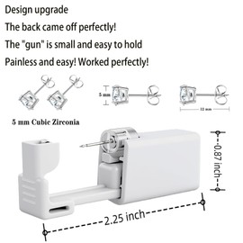 Ear Piercing Gun, Disposable Ear Piercing Kit with CZ Earring Stud, No Pain Easy Use at Home (5mm)