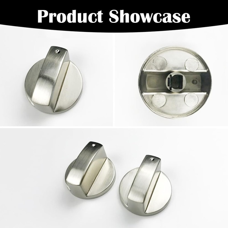 Huanfeimo 4 PCS Gas Hob Knobs Replacements 6mm Metal Brushed