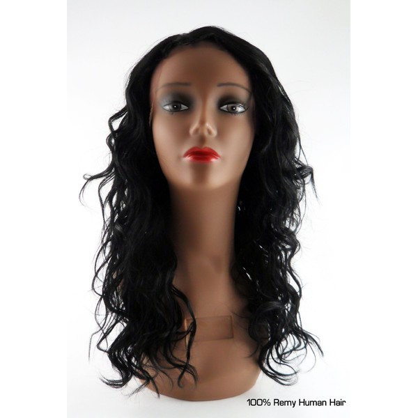 Hollywood Sis Remy Human Hair Lace Front Wig - Onyx (1-JET BLACK)