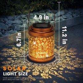 Solar Outdoor Hanging Fairy Lights Metal Garden Lanterns Waterproof for Power Outages Home Decor Birthday Gifts for Women Mom Grandma Butterfly Decorations Lantern for Patio Yard Lawn Front Porch