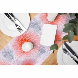 HOSNYE Table Runner Chrysanthemum Flowers Seamless Pattern,Cotton Linen Table Runner Decoration for Kitchen Family Dinner Table Holiday Party Farmhouse Style 13 x 72 Inch