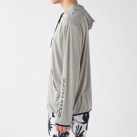 Ocean Pacific 515460 Men's Rash Guard UV Protection Hoodie, Plain, M-5L, heather gray, LL