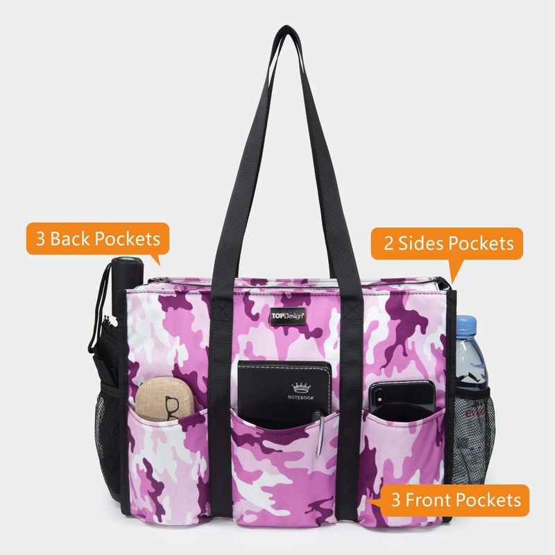 TOPDesign Utility Water Resistant Tote Bag with 13 Exterior &