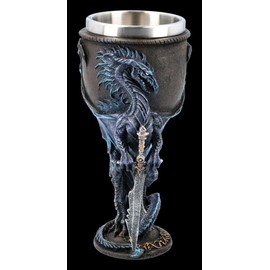 Dragon Fantasy Drinking Goblet - Stone Blade Design by Ruth Thompson | Wine Cup Decorative Item with Stainless Steel Insert H 18 cm