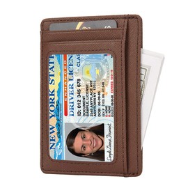 Slim RFID Blocking Card Holder Minimalist Leather Front Pocket Wallet for Women