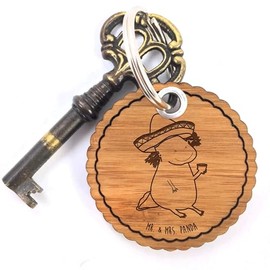 Mr. & Mrs. Panda Axolotl Tequila Round Shaft Key Ring, natural
