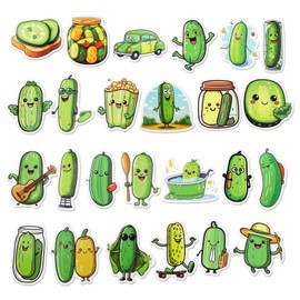 Andibro Pack of 51 Cucumber Stickers, Cute Waterproof Cartoon Pickle Aesthetics Stickers, Cute Water Bottles Stickers for Laptop, Phone, Journaling, Scrapbooking, Notebook