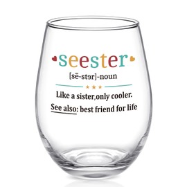 Futtumy Sister Birthday Gifts, 17 OZ Seester Definition Stemless Wine Glass, Sister Gifts from Sisters Brother, Sister Christmas Gifts for Sister Women Bestie Friends Christmas, Friendship Soul Gifts