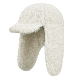 Clakllie Trapper Hats for Women Bomber Hat with Ear Flaps Visor Russian Ushanka Eskimo Fur Cap Hunting Skiing Caps,White