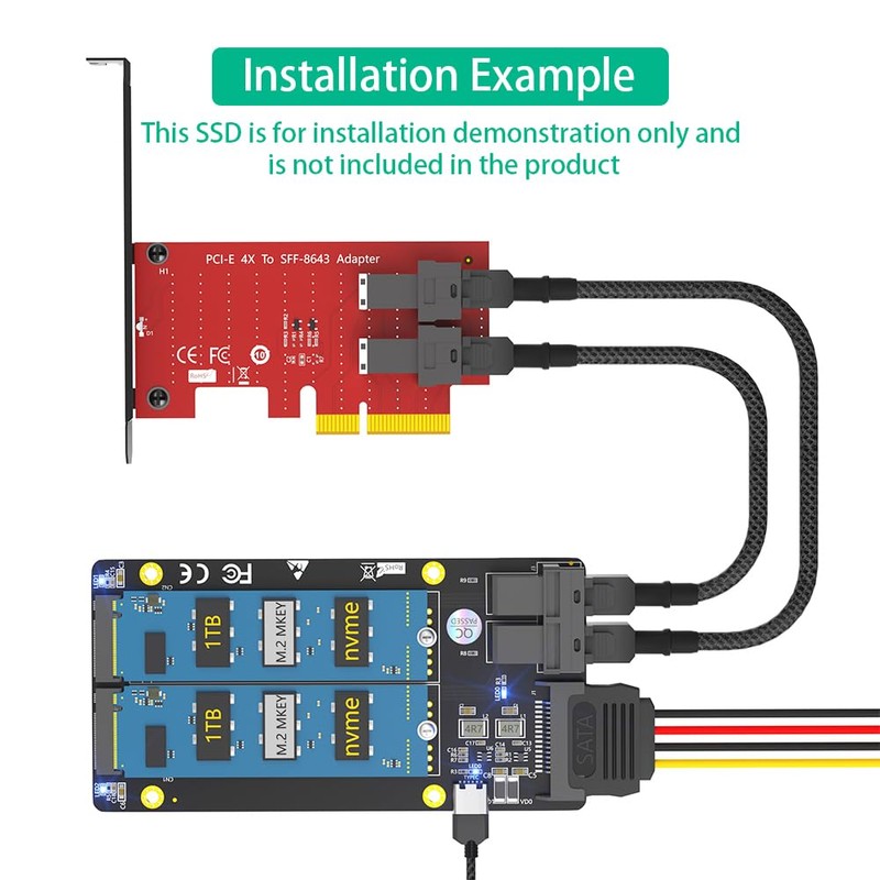 New Version Dual M.2 NVME SSD to Dual SFF-8643 Adapter
