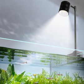 UPETTOOLS Clip On Aquarium Light, Full Spectrum Fish Tank Spotlight with 3 Light Colors & Adjustable Light Head, Suitable for Fish Tanks, Plant, Coral