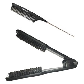 Clamp Brush Hair Double Sided Hair Straightening Comb with Lock Bristle Flat Straightener Air Vent Detangler Splint for Women,Girls,Wet,Dry,Fine,Thick Natural Hair