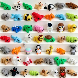 50 Pcs Mini 3D Printed Animals Mystery Box Set, Flexible Articulated Fidget Toys for Kids & Adults, Random Style Desk Pets Figurines Bulk for Classroom Rewards, Goodie Bag Stuffers Party Favors