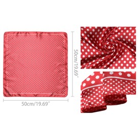 [Allegra K] Scarf, Square, Pack of 2, 19.7 inches (50 cm), Silk-like, Dot Square Scarf, Neckerchief, Hair Ornament, Office, Uniform, Stylish, Women's, Red, Black, 19.7 x 19.7 inches (50 x 50 cm), red
