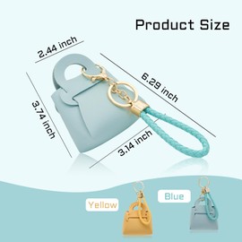 FuninCrea Small Coin Bag PU Leather Women's Purse Portable Mini Purse Slim Cute Change Purse Bag with Removable Key Ring for Keys Cash Coin, blue, Modern