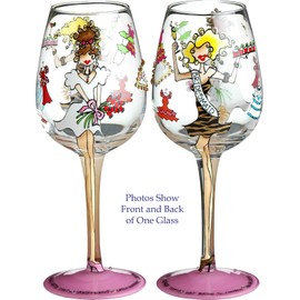 Bottom's Up 15-Ounce Bridesmaid Handpainted Wine Glass
