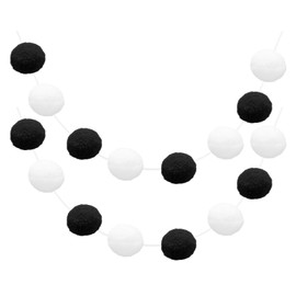 sourcing map 2pcs Pom Pom Garland 6.6 Ft 30 Balls Colorful Felt Ball Garland for Wall Christmas Tree Decor Birthday Banner Easter Party Decorations, Black, White