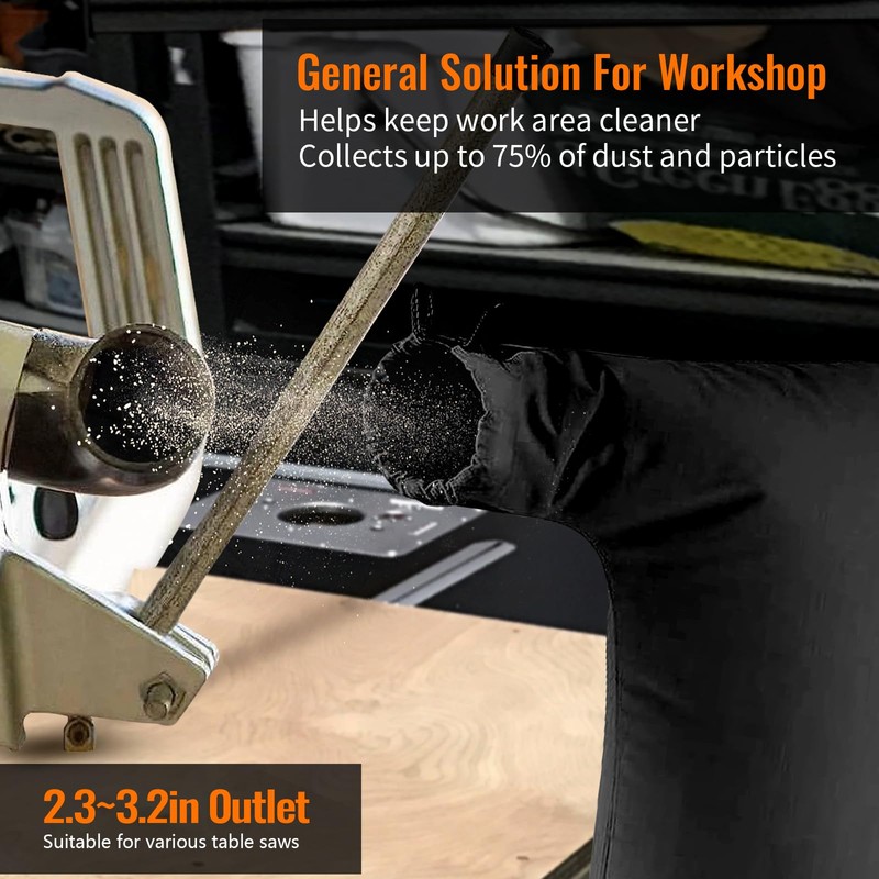Table Saw Dust Collector Bag Compatible for Bosch/Dewalt/Ryobi/Craftsman/RIGID/Metabo/Kobalt/Skilsaw/Delta (10" Tablesaws