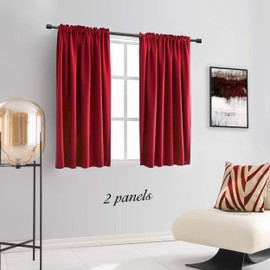 DONREN - Cortinas opacas de 45 pulgadas, color rojo chili, cortinas opacas para loft, oscurecimiento de la habitación, paneles de bolsillo para barra sólida, aislamiento térmico, 2 paneles