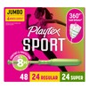 Playtex Sport Tampons Multipack (24ct Regular/24ct Super), Fragrance-Free - 48ct