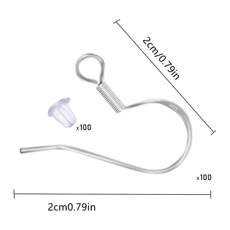 100 Pcs / 50 Pairs 925 Sterling Silver Earring Hooks,